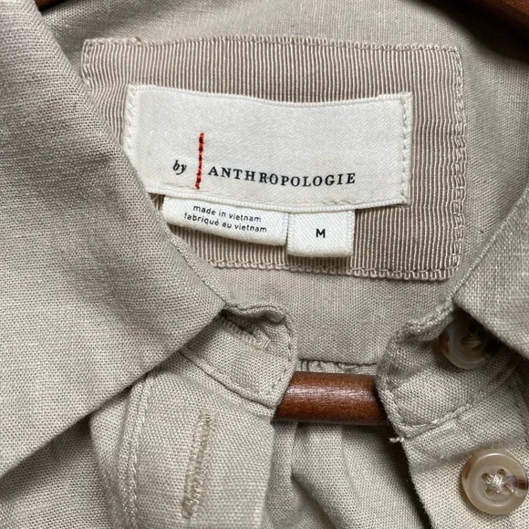 Anthropologie Tan Maxi Dress Polo Collar Dolman Sleeves - Picture 8 of 9